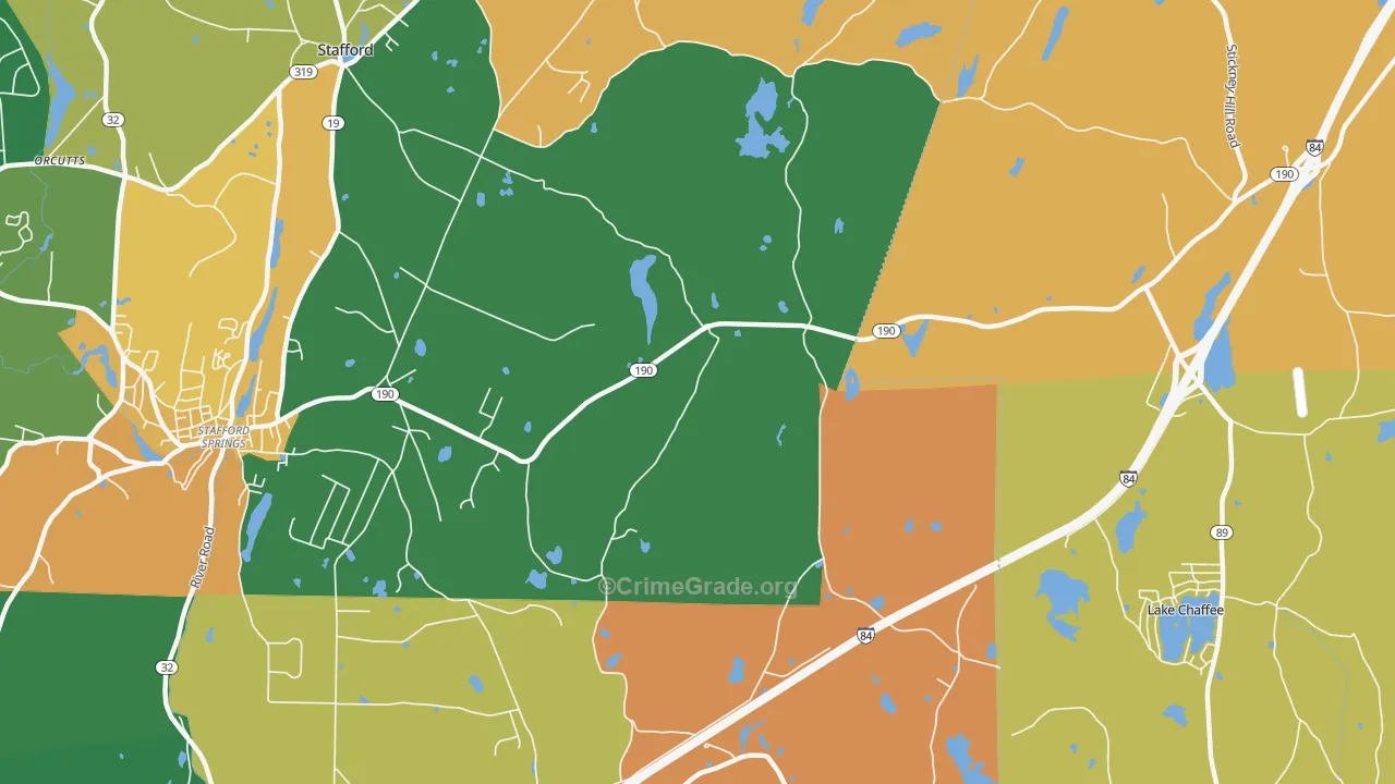 Westford, CT Map of Robbery Rates