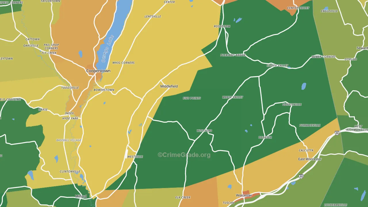 Westford, NY Map of Robbery Rates