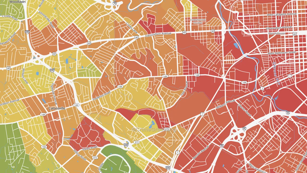Westgate, Baltimore, MD Map of Robbery Rates