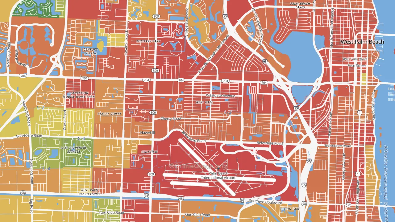 Westgate, FL Map of Robbery Rates