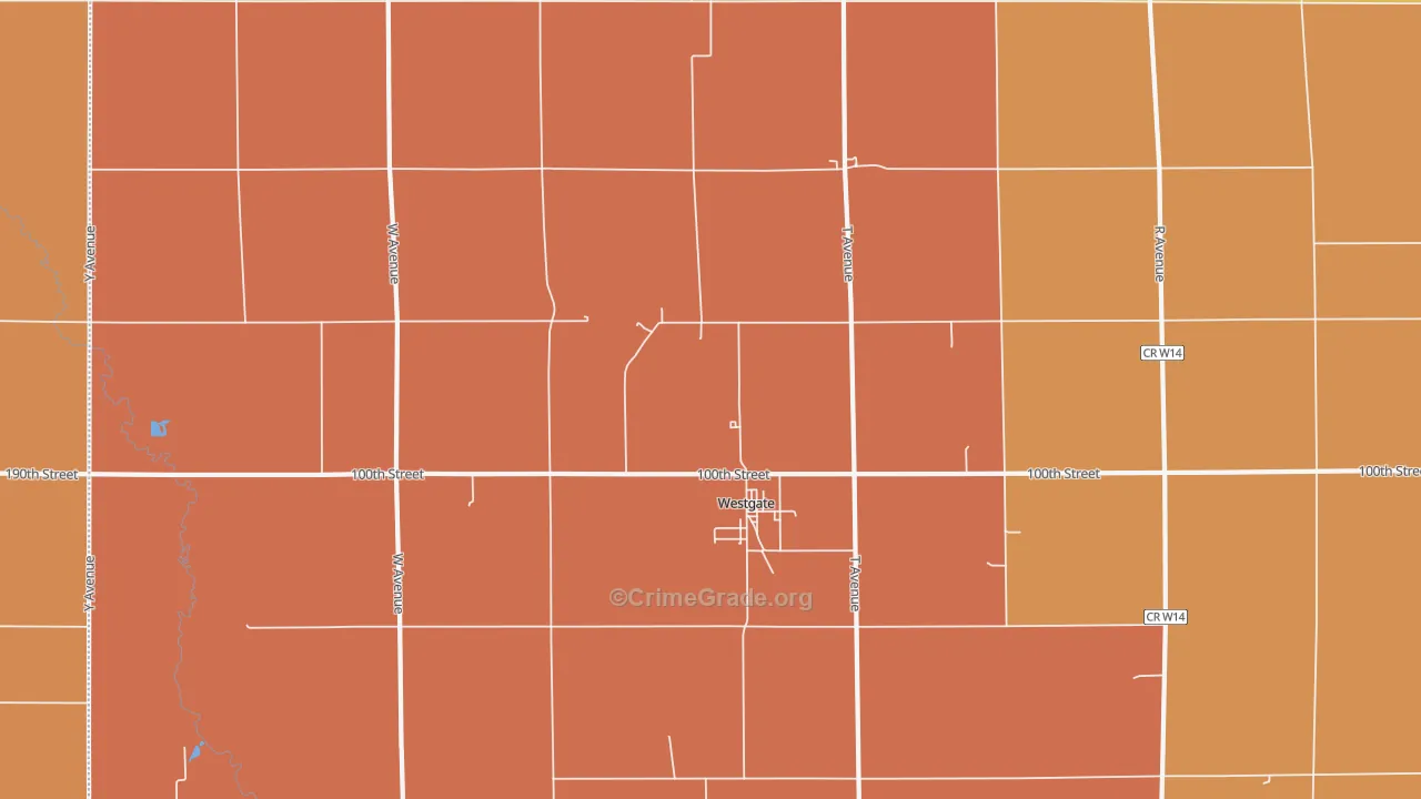 Westgate, IA Map of Robbery Rates