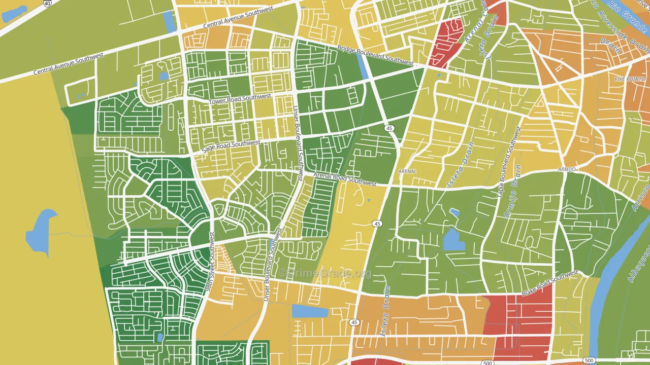 Westgate Vecinos, Albuquerque, NM Map of Robbery Rates