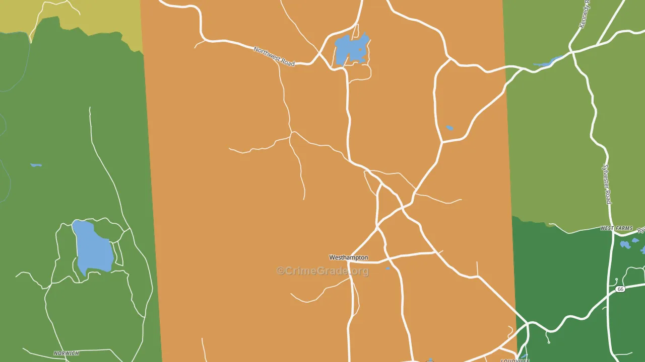Westhampton, MA Map of Robbery Rates
