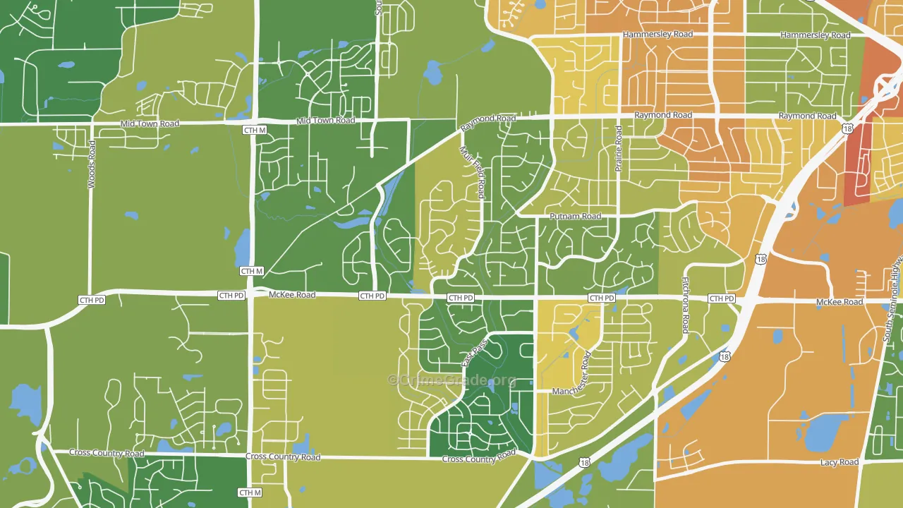 Westhaven Trails, Madison, WI Map of Robbery Rates