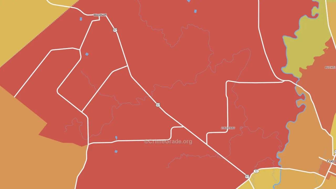 Westhoff, TX Map of Robbery Rates