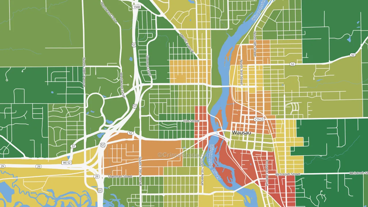 Westies, Wausau, WI Map of Robbery Rates