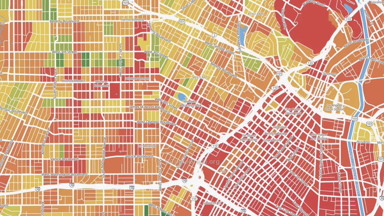 Westlake, Los Angeles, CA Map of Robbery Rates
