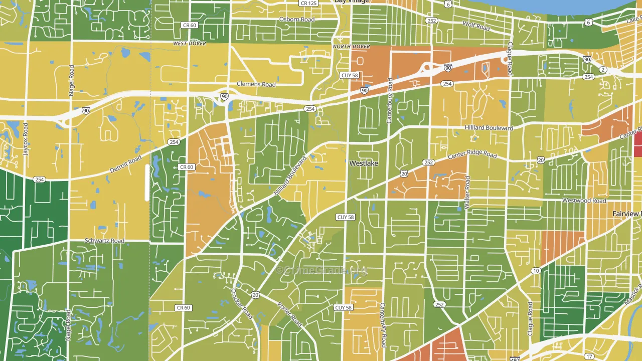 Westlake, OH Map of Robbery Rates