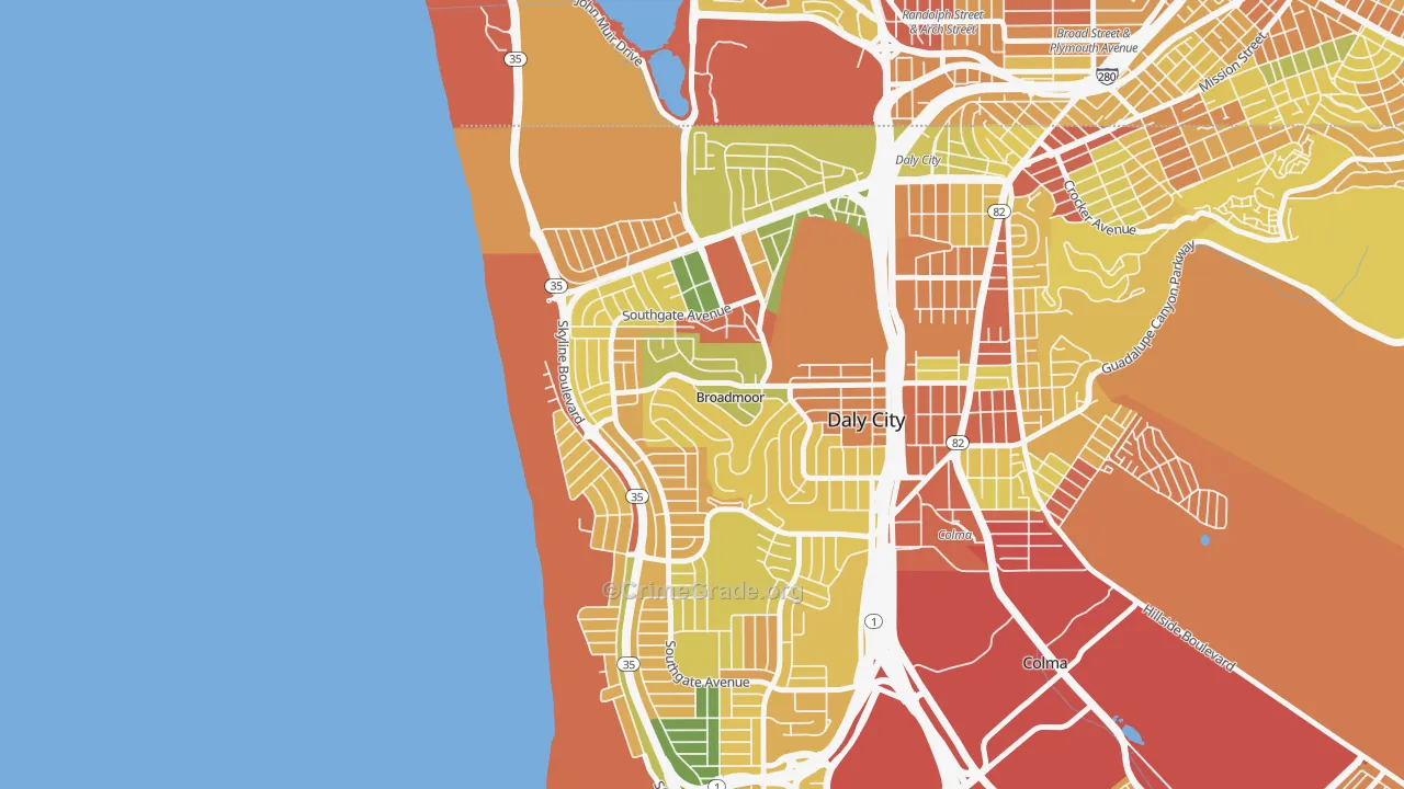 Westlake-San Francisco, Daly City, CA Map of Robbery Rates
