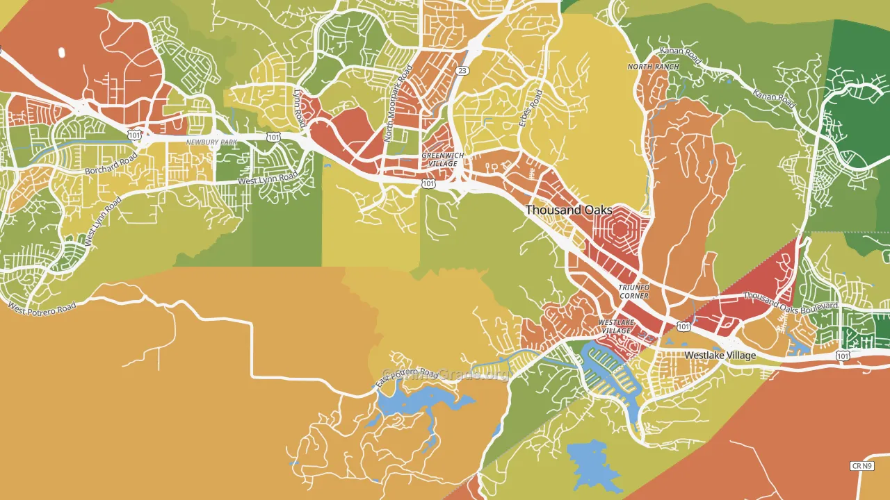 Westlake Village, Westlake Village, CA Map of Robbery Rates