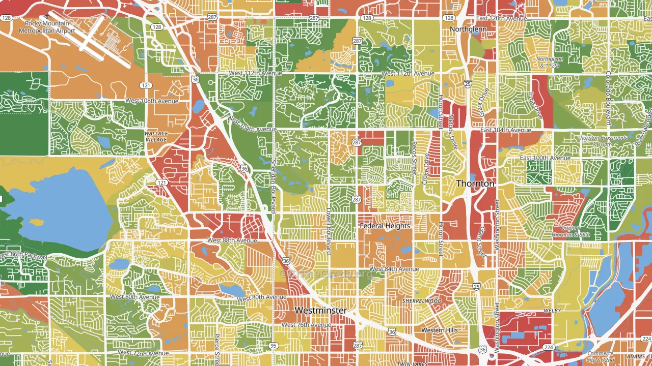 Westminster, CO Map of Robbery Rates