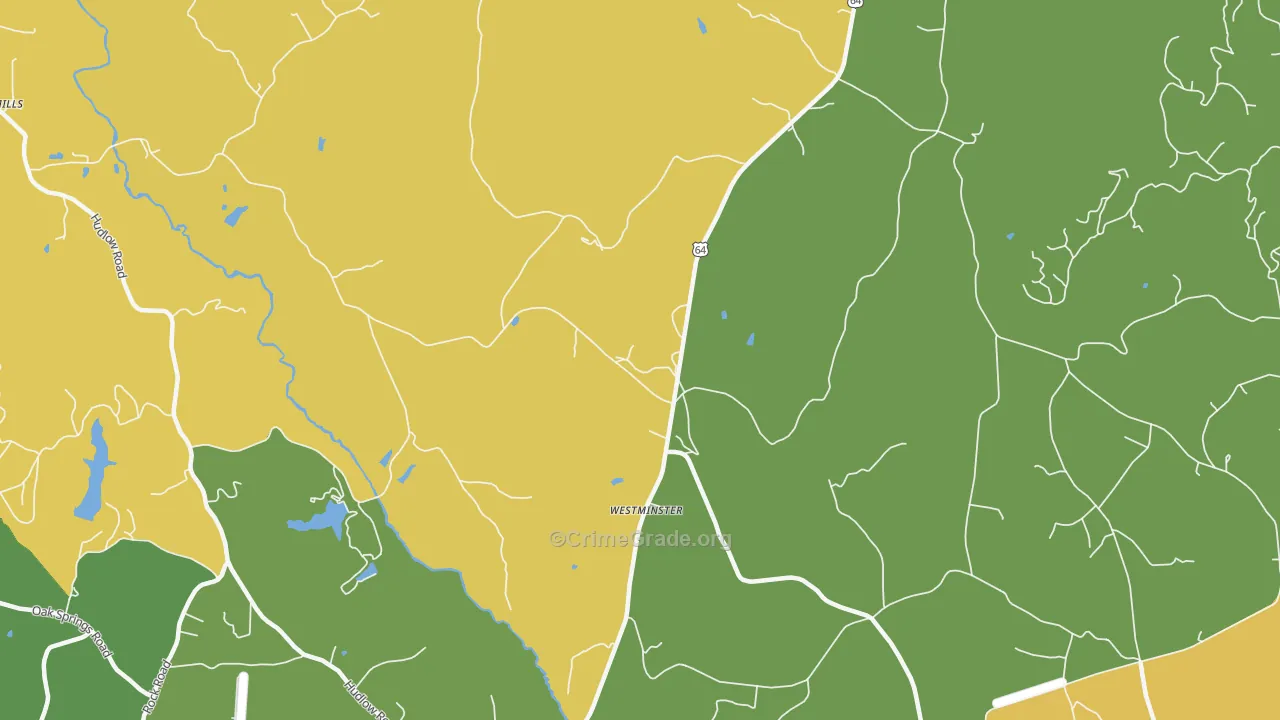 Westminster, NC Map of Robbery Rates