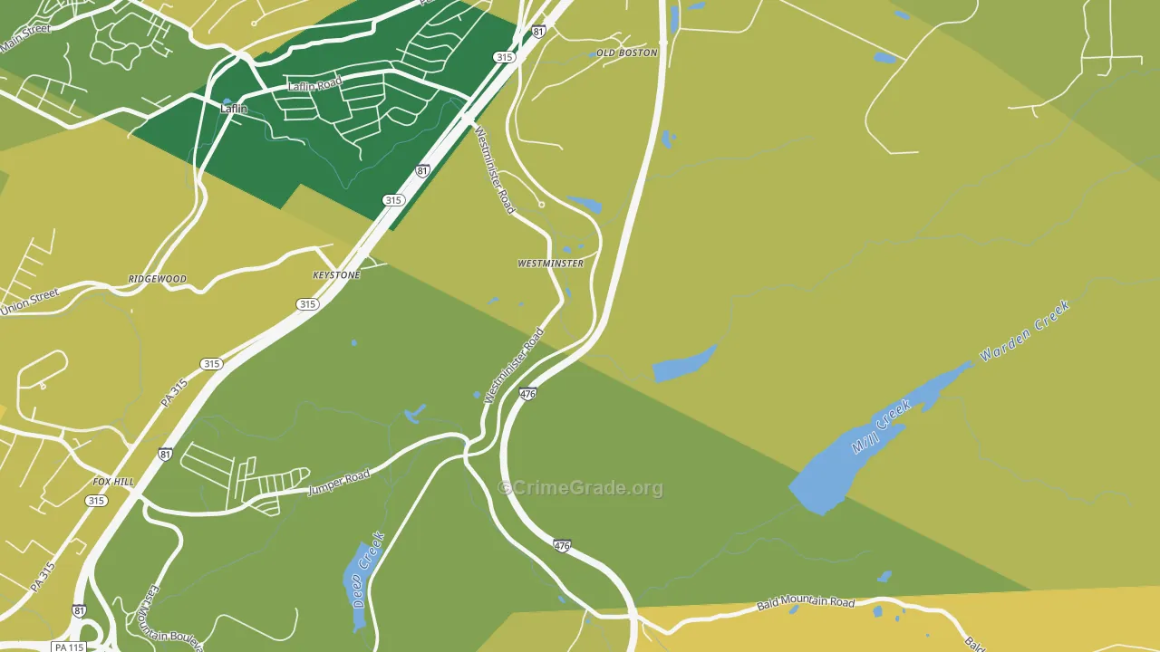 Westminster, PA Map of Robbery Rates