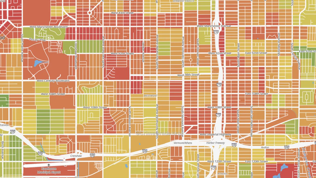 Westmont, CA Map of Robbery Rates