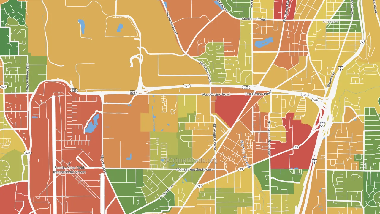 Westmont, Everett, WA Map of Robbery Rates