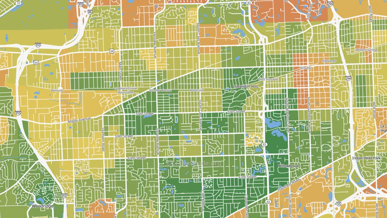 Westmont, IL Map of Robbery Rates