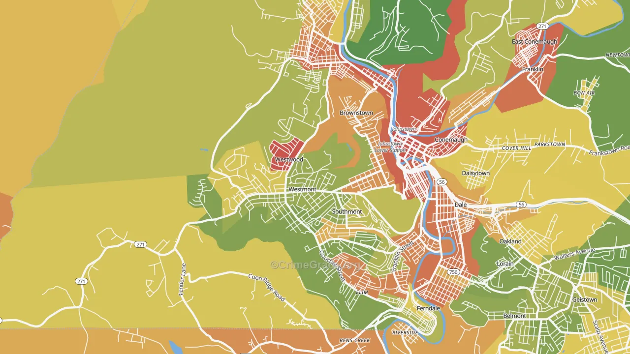 Westmont, PA Map of Robbery Rates