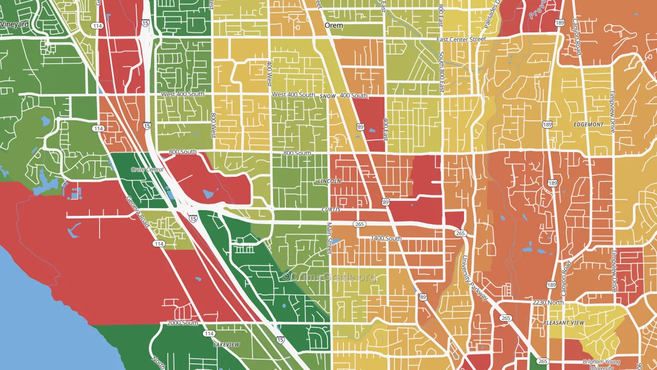 Westmore, Orem, UT Map of Robbery Rates