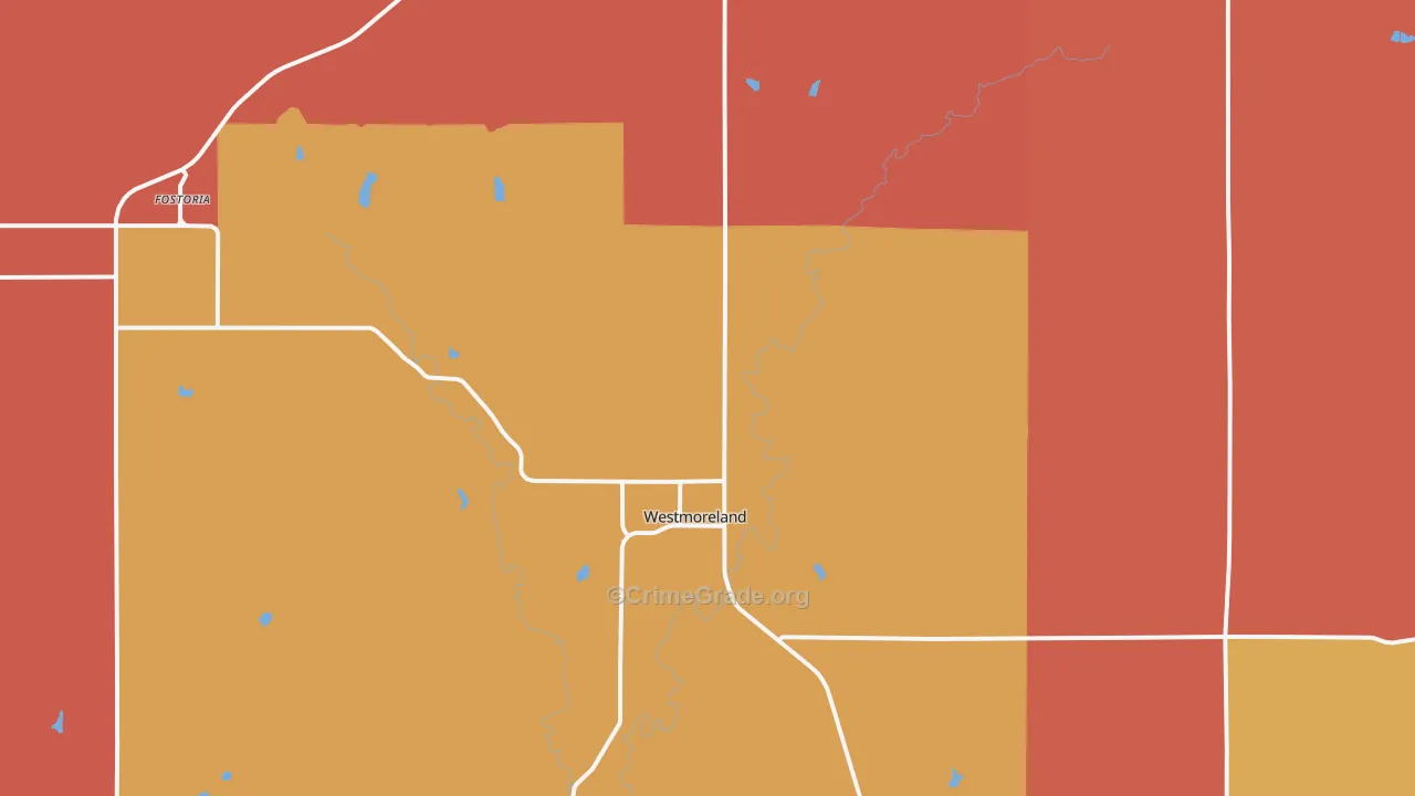 Westmoreland, KS Map of Robbery Rates