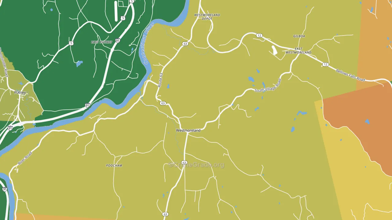 Westmoreland, NH Map of Robbery Rates