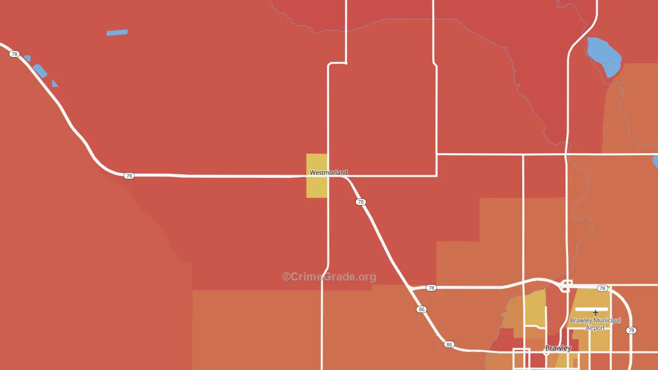 Westmorland, CA Map of Robbery Rates