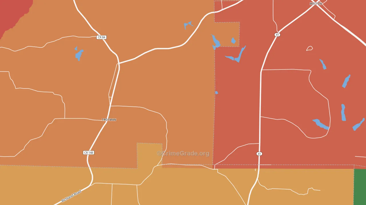Weston, GA Map of Robbery Rates