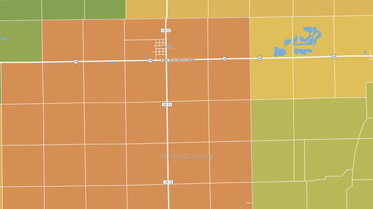 Weston, IL Map of Robbery Rates