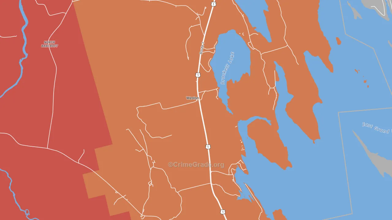 Weston, ME Map of Robbery Rates