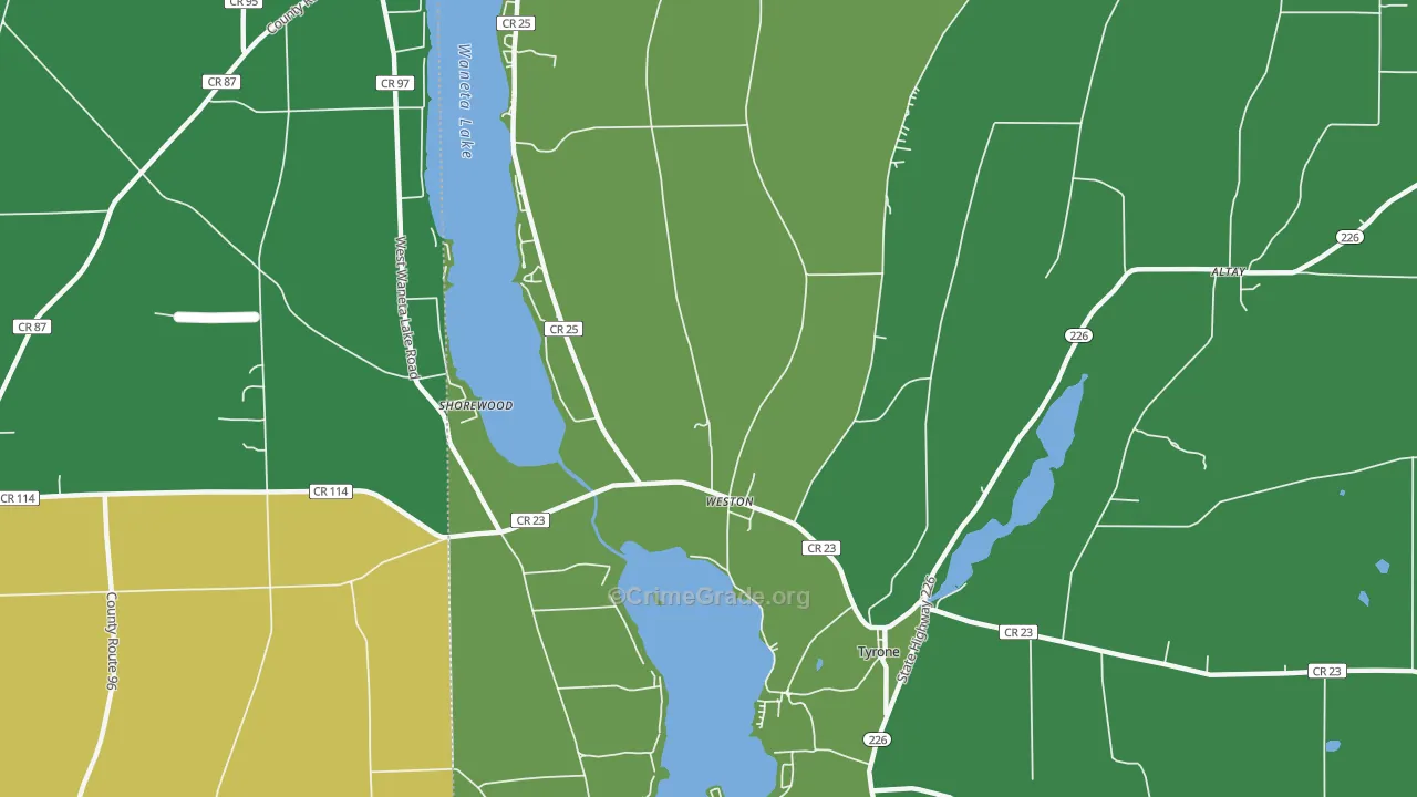 Weston, NY Map of Robbery Rates