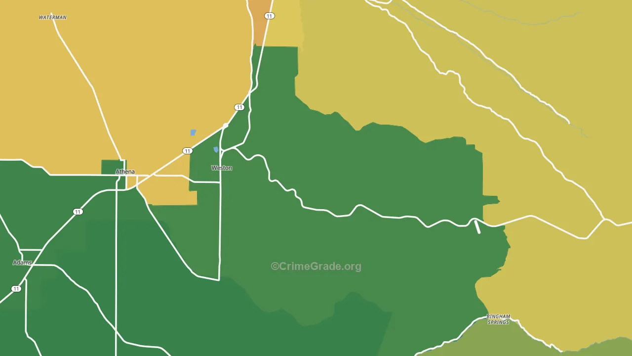 Weston, OR Map of Robbery Rates