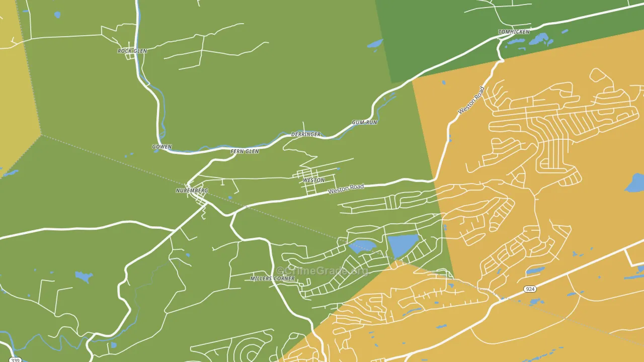 Weston, PA Map of Robbery Rates