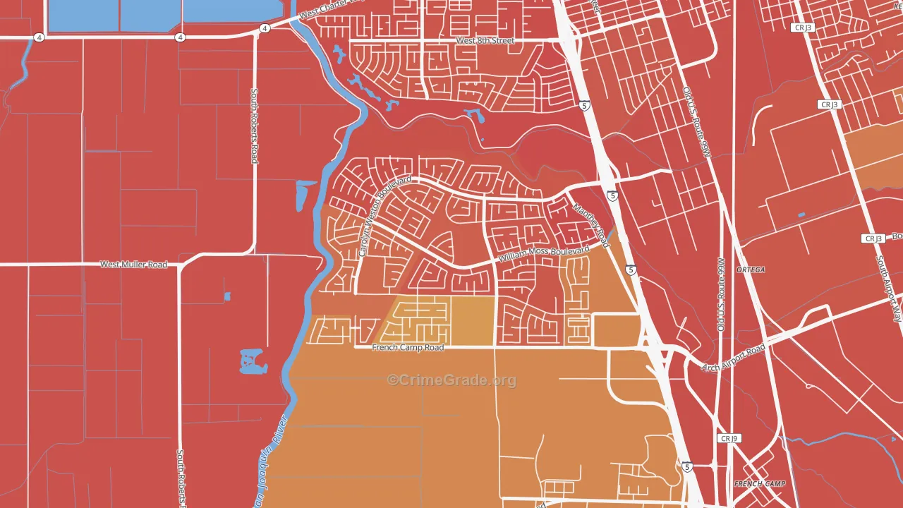 Weston Ranch, Stockton, CA Map of Robbery Rates