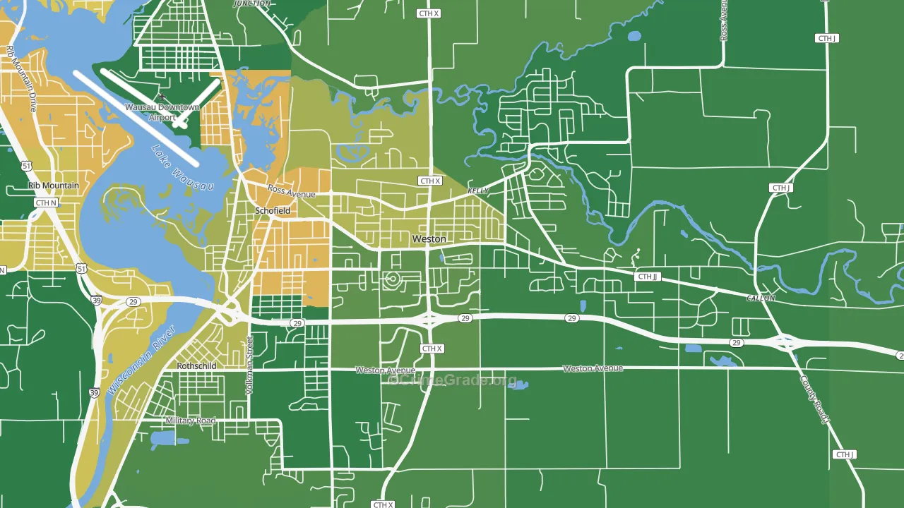 Weston, WI Map of Robbery Rates