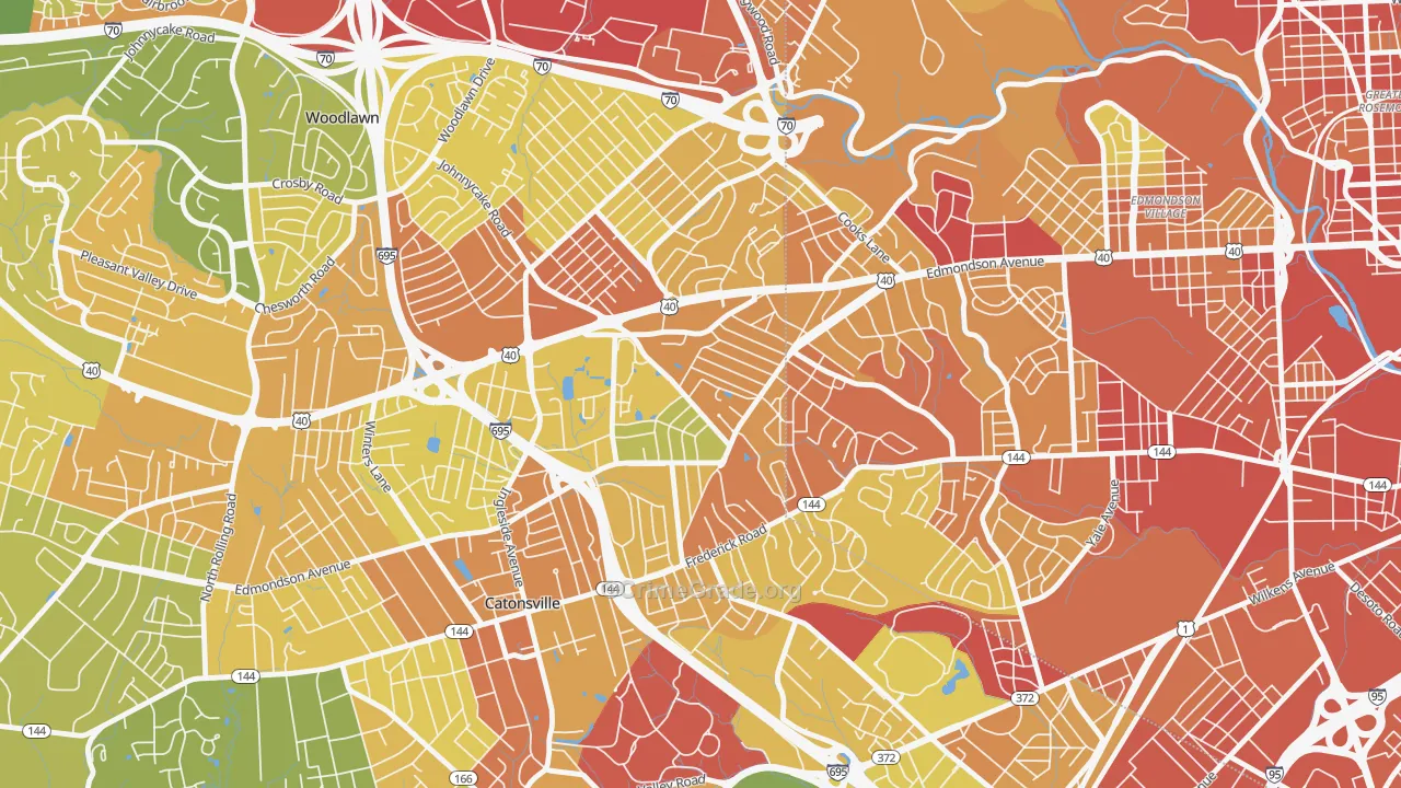 Westowne, Catonsville, MD Map of Robbery Rates