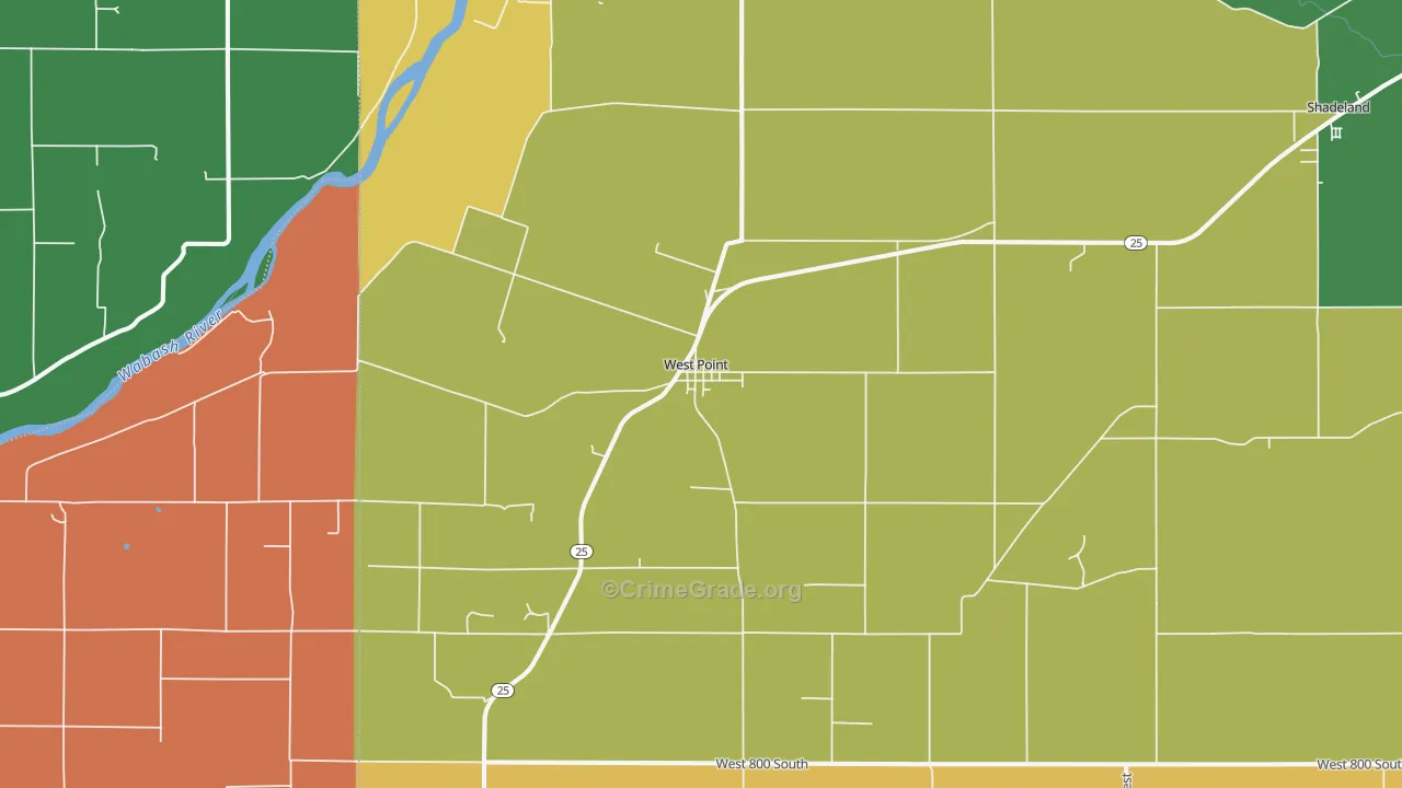 Westpoint, IN Map of Robbery Rates