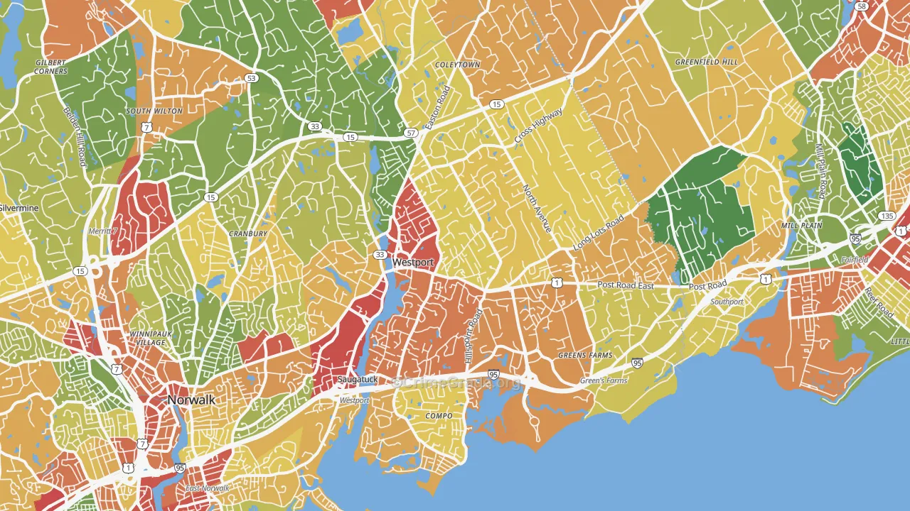 Westport, CT Map of Robbery Rates