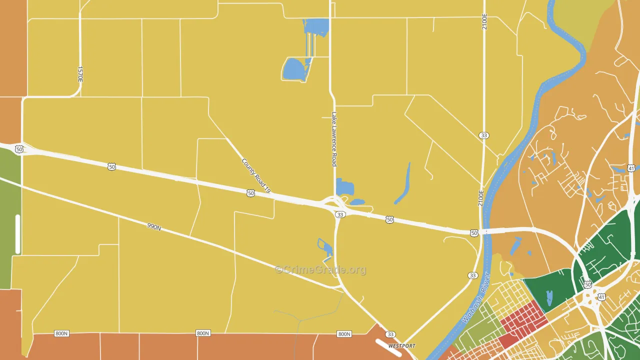 Westport, IL Map of Robbery Rates