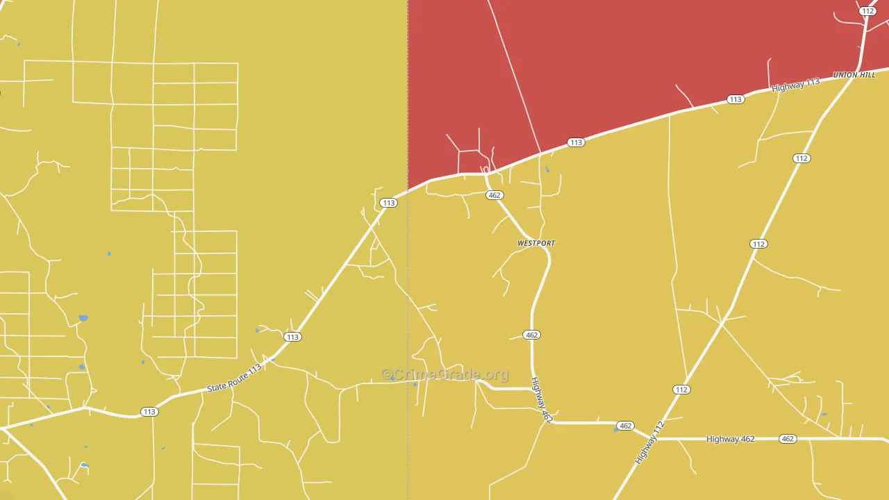 Westport, LA Map of Robbery Rates