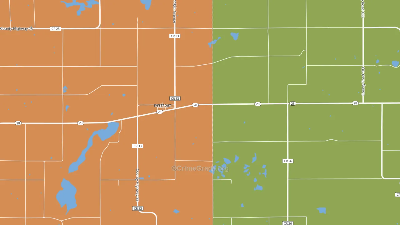 Westport, MN Map of Robbery Rates