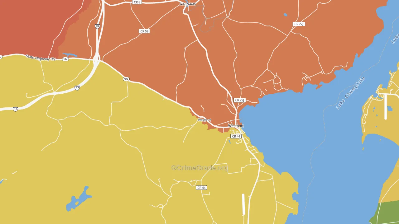 Westport, NY Map of Robbery Rates