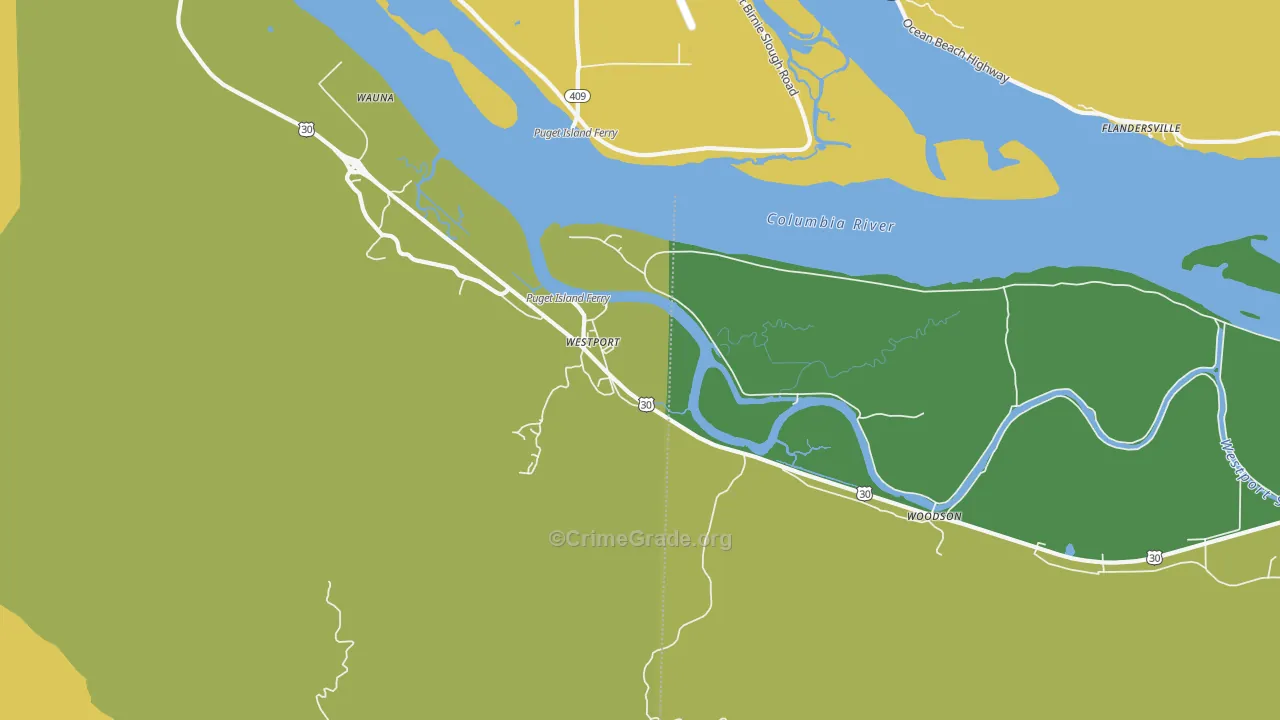 Westport, OR Map of Robbery Rates