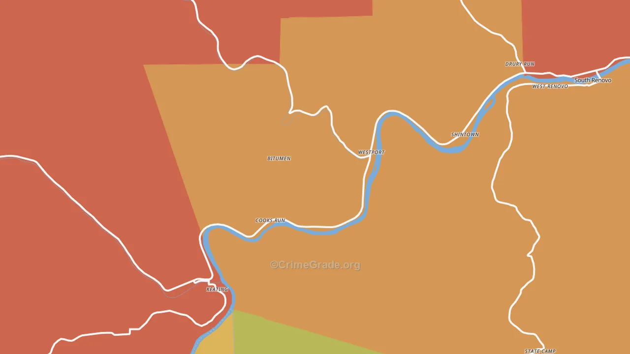 Westport, PA Map of Robbery Rates