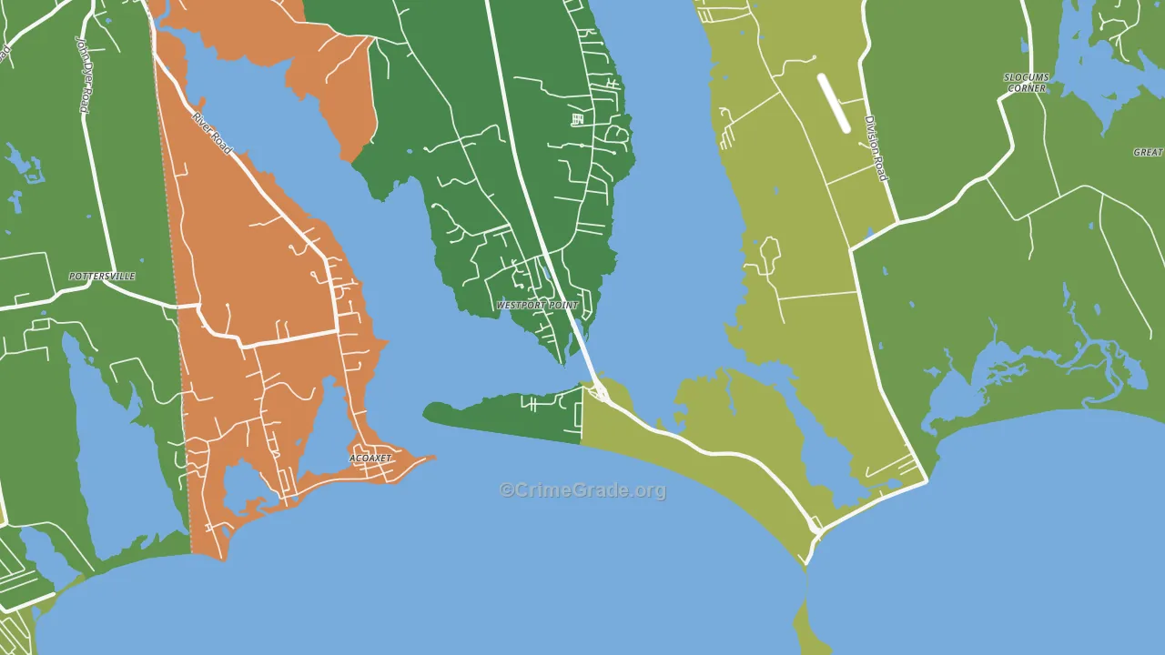 Westport Point, MA Map of Robbery Rates