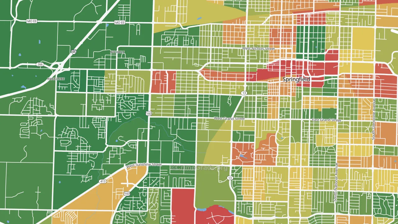 Westside Community Betterment, Springfield, MO Map of Robbery Rates