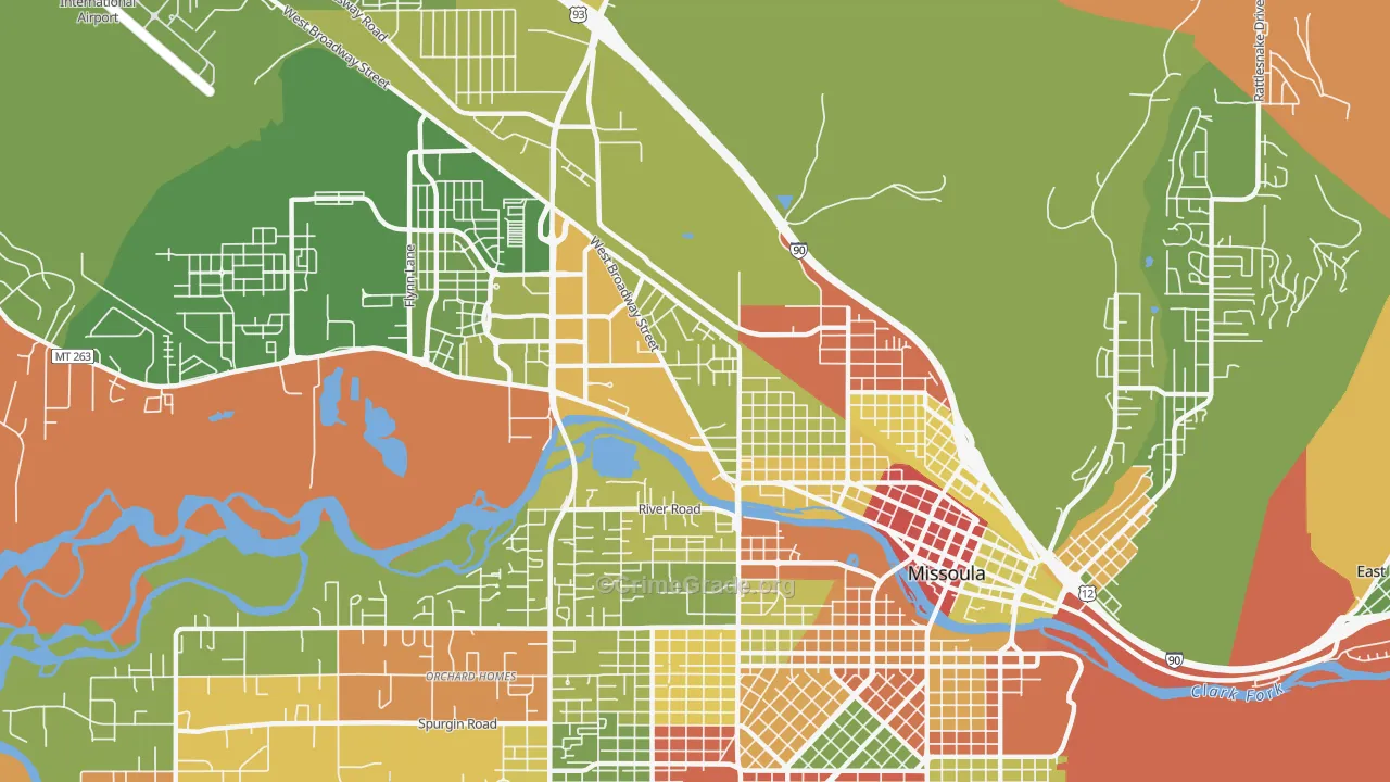 Westside, Missoula, MT Map of Robbery Rates