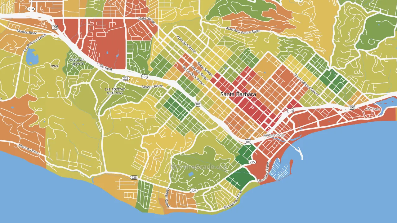 Westside-Santa Barbara, Santa Barbara, CA Map of Robbery Rates