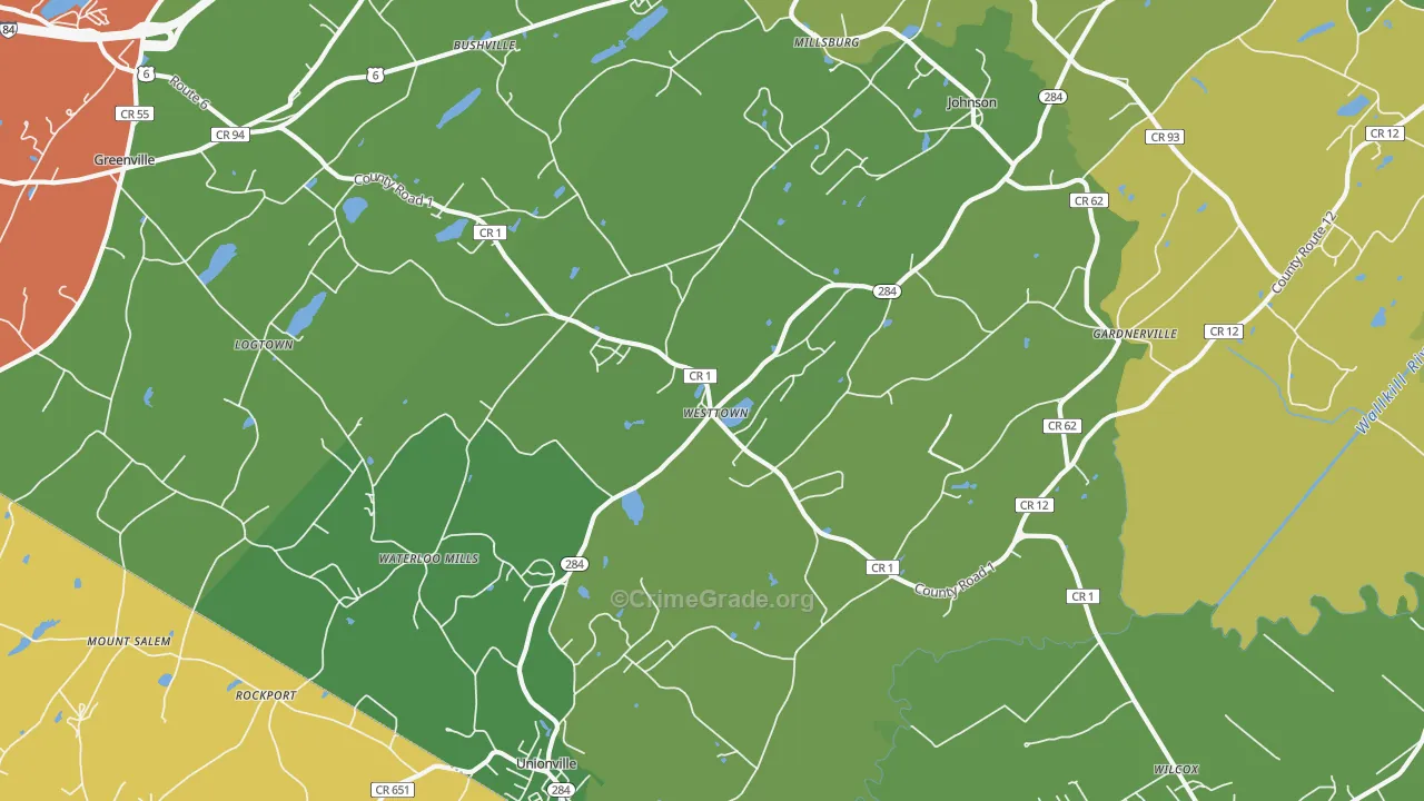 Westtown, NY Map of Robbery Rates