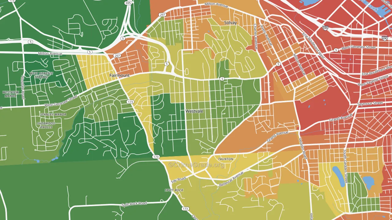 Westvale, NY Map of Robbery Rates