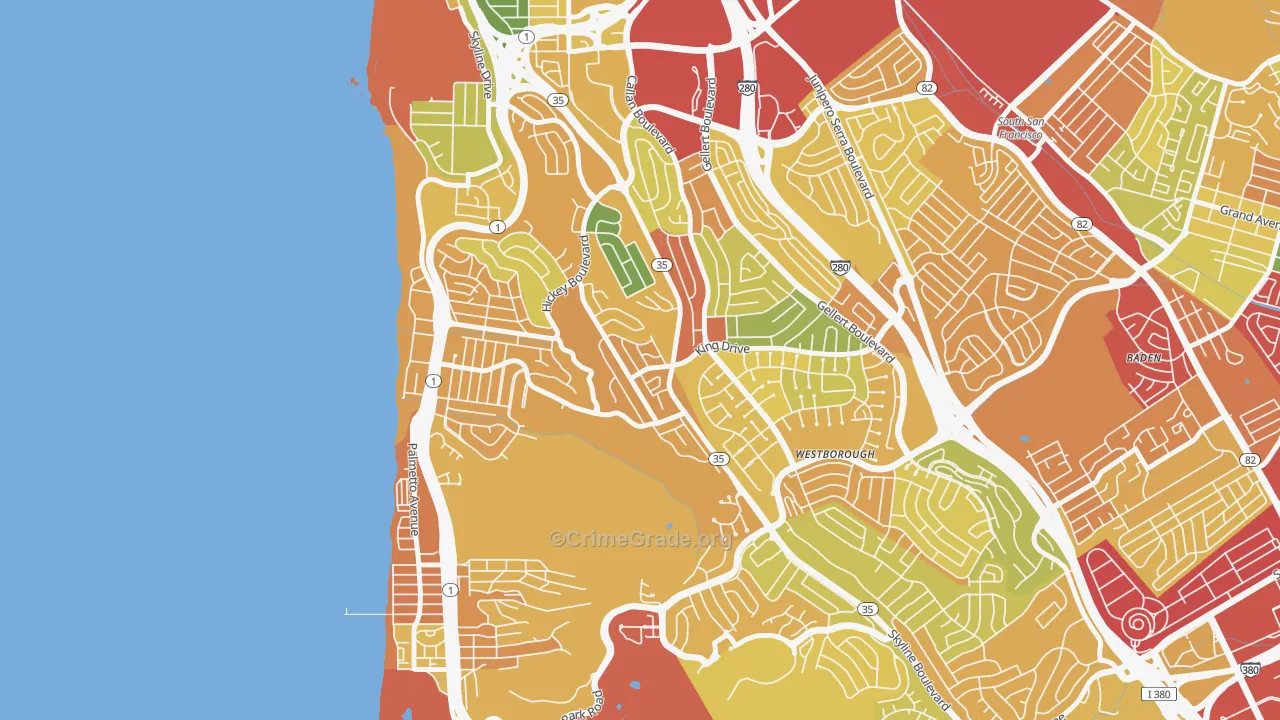 Westview, Pacifica, CA Map of Robbery Rates