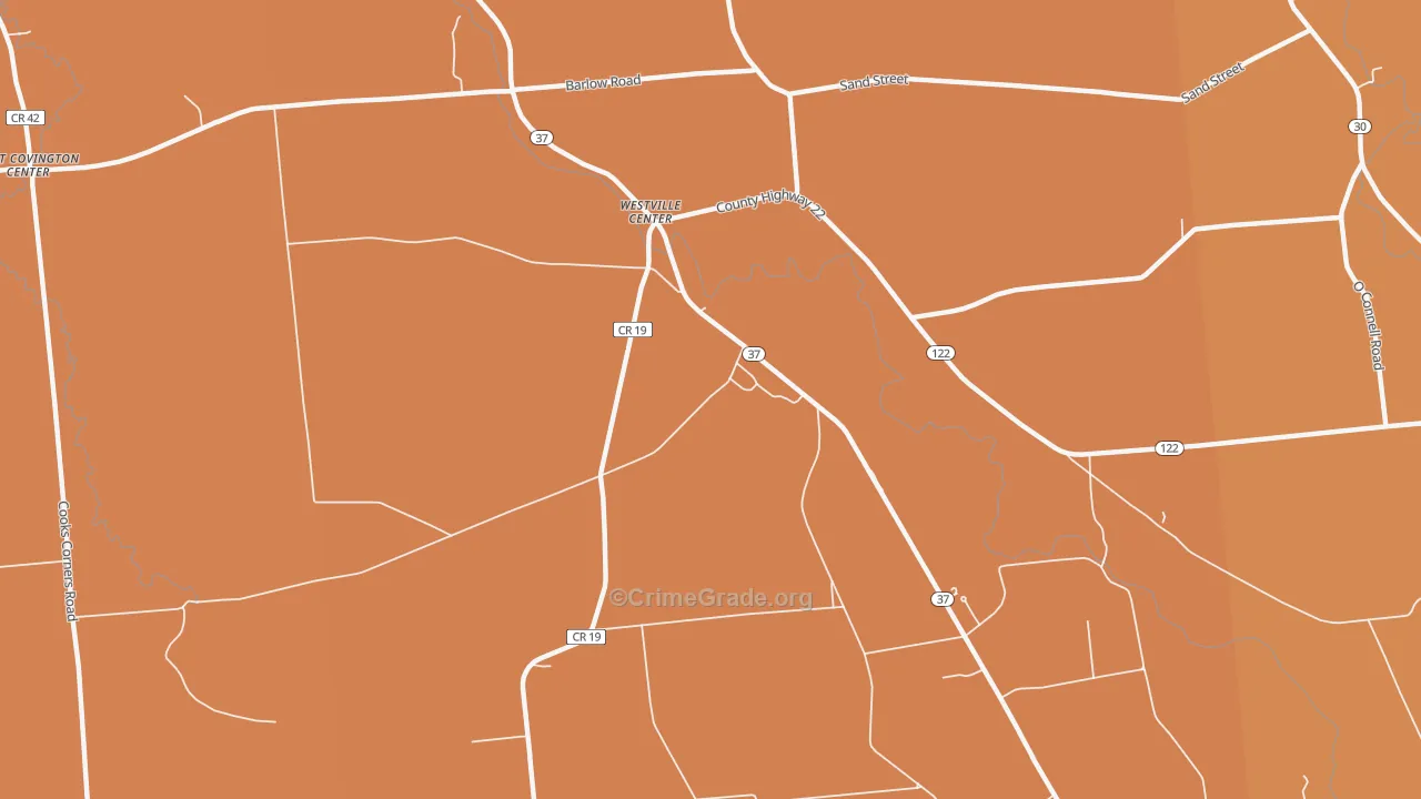 Westville Center, NY Map of Robbery Rates